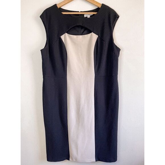 Dressbarn Fitted Colorblock Black & White Dress 18W - Picture 1 of 7